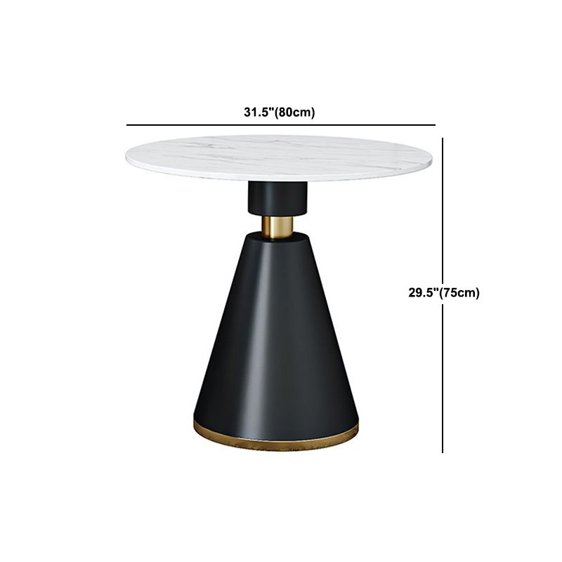 Metal Traditional Luxury Round Table Sintered Stone Top Indoor Table with Pedestal Base