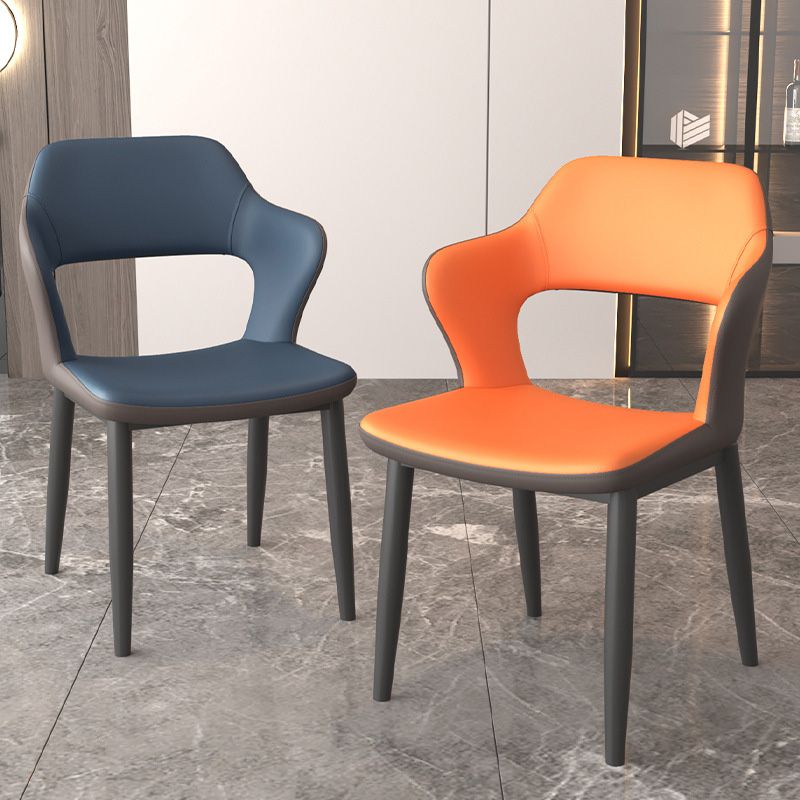 Modern Faux Leather Dining Side Chairs Open Back Dining Arm Chair for Dining Room