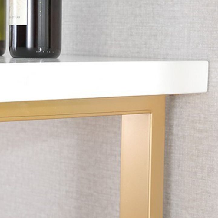 Glam Iron Indoor Bar Dining Table Rectangle White Wood Bistro Table with Sled Pedestal Clearhalo 'Bar Furniture' 'Bar Tables' 'bar_tables' 'furn' 'furn_bar_tables' 'Furniture' 'furniture_bar_tables' 'Kitchen & Dining Furniture' 1200x1200_c4ac7d29-15cd-414e-8acb-5bfc63aaa8f7