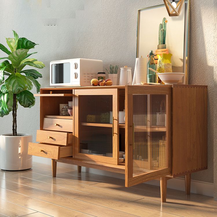 Tavolo a buffet in legno massiccio di pino con cassetti