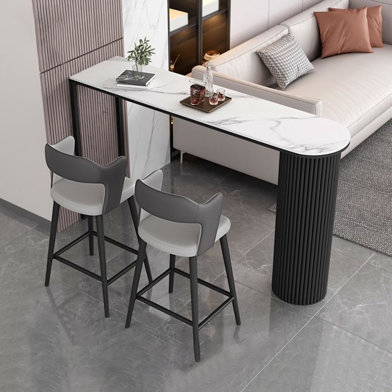 Contemporary Sintered Stone Top Counter High Table with Double Pedestal Clearhalo 'Bar Furniture' 'Bar Tables' 'bar_tables' 'furn' 'furn_bar_tables' 'Furniture' 'Kitchen & Dining Furniture' 1200x1200_c4af2131-ef4a-4f2c-9306-dbaff4685c1f