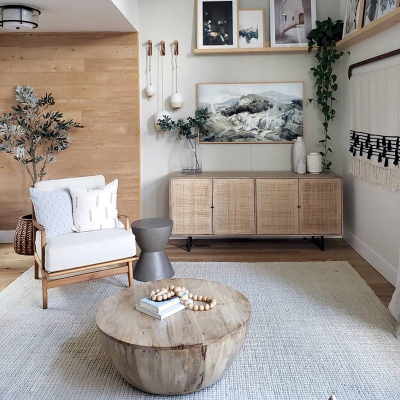 Tavolino in legno massiccio in legno scandinavo 14,96 "h 1 tavolo da cocktail singolo