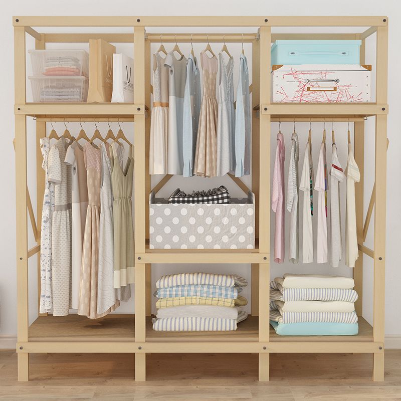 Modern Freestanding Wardrobe Closet Pine Wood Wardrobe Cabinet