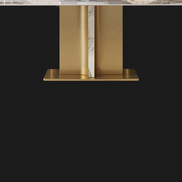 Glam Style Sintered Stone Table Dining Rectangle Table with Metal Legs for Kitchen Clearhalo 'Dining Tables & Seating' 'Dining Tables' 'dining_table' 'furn' 'furn_dining_table' 'Furniture' 'Kitchen & Dining Furniture' 1200x1200_c4b4fd63-0fe2-4eab-aa9b-8a22ec14aa0e