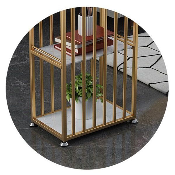 Artificial Marble Rectangle Bar Table Luxurious Bar Table with Double Pedestal in Gold Clearhalo 'Bar Furniture' 'Bar Tables' 'bar_tables' 'furn' 'furn_bar_tables' 'Furniture' 'Kitchen & Dining Furniture' 1200x1200_c4b5a503-38ec-4860-949d-affdbfee67e2