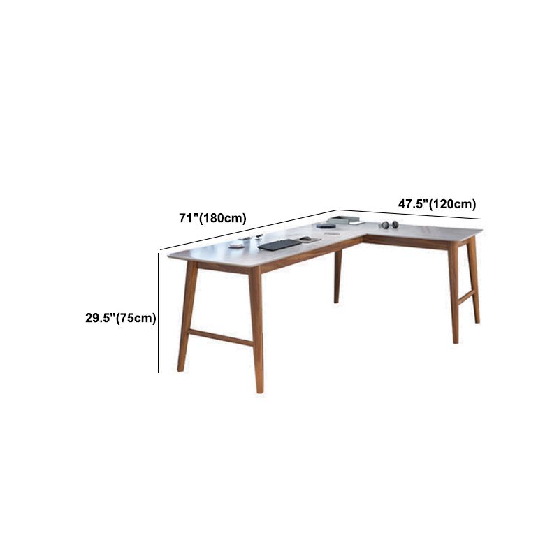 Destina moderna della metà del secolo Pine in legno a forma di angolo a forma di pietra con top in pietra