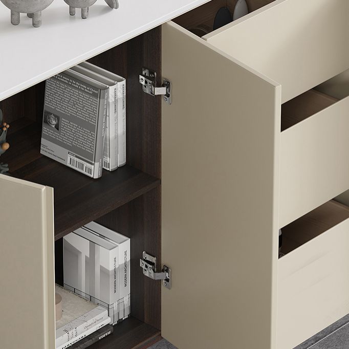 Stone Credenza Contemporary Style Sideboard with Cabinets and Drawers Clearhalo 'buffet_sideboard' 'Buffets & Sideboards' 'furn' 'furn_buffet_sideboard' 'Furniture' 'Kitchen & Dining Furniture' 1200x1200_c4b76e5d-754d-47c0-aa55-04f414c5ba9b