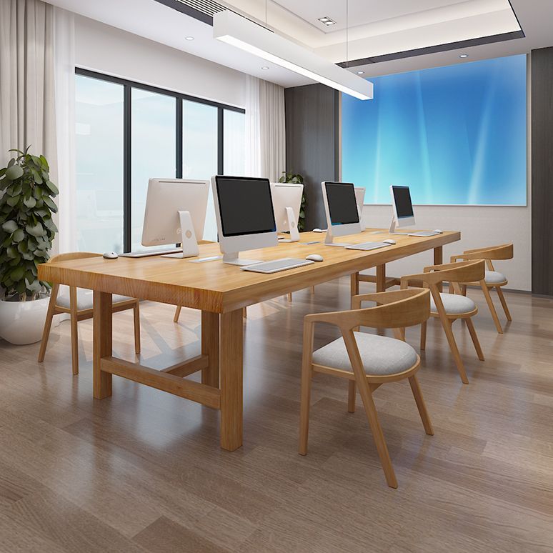 Solid Wood Meeting Table Simplicity Fixed Writing Table for Home Office Clearhalo 'furn' 'furn_office_desk' 'Furniture' 'Office Desks' 'Office Furniture' 'office_desk' 1200x1200_c4b88d34-b330-49f4-8e91-da7260a6cf1f