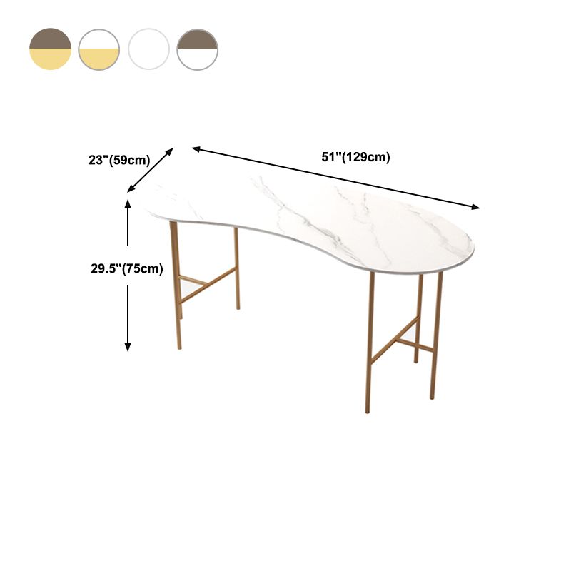 Escritorio de escritura curva glamorosa escritorio de oficina de piedra casera con patas de metal