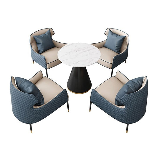 Contemporary Kitchen Dining Room Set with Round Sintered Stone Top Formal Dining Table Furniture Clearhalo 'Dining Room Sets' 'Dining Tables & Seating' 'dining_room_set' 'furn' 'furn_dining_room_set' 'Furniture' 'furniture_dining_room_set' 'Kitchen & Dining Furniture' 'kitchen&dining_furn' 'kitchen' 1200x1200_c4baaf37-aab8-463e-af78-ea13a4942243