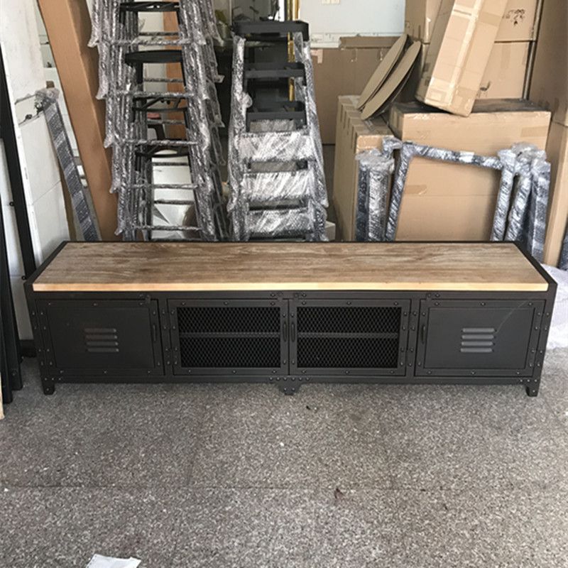 15.75"W TV Stand Enclosed Storage Industrial Style TV Console with 4 Doors Clearhalo 'furn' 'furn_tv_stands_entertainment_centers' 'Furniture' 'Living Room Furniture' 'TV Stands & Entertainment Centers' 'TV Stands & Media Storage Furniture' 'tv_stands_entertainment_centers' 1200x1200_c4bd51c4-d249-437b-b2e9-9dfdd7d5b9bd