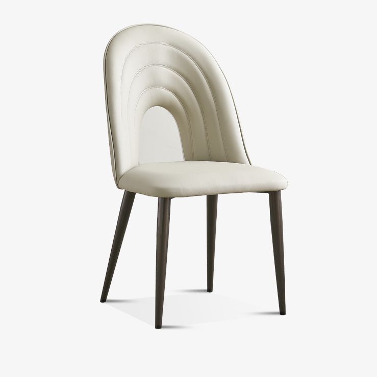 Contemporary Armless Dining Chairs Faux Leather Open Back Dining Side Chair