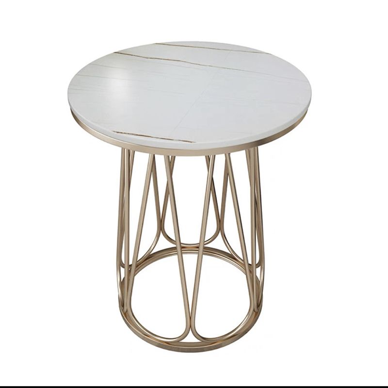 Frame Steel Tube Base Designed with Round Table Top Made of Rock PlateSide Table