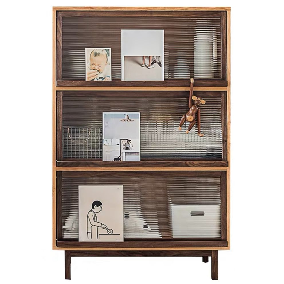 Glazen deur dennenhout dressoir moderne serverkast met opslag voor keuken