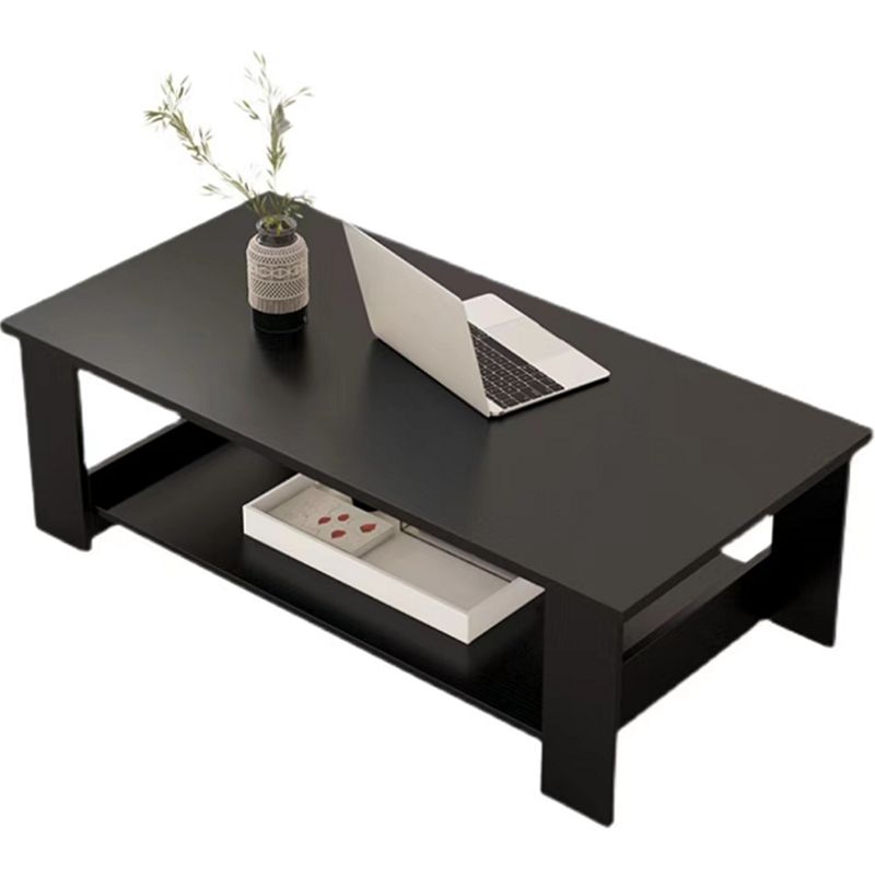 Rectangular Wooden 4 Legs Coffee Cocktail Table with Storage Shelf Clearhalo 'Coffee & Accent Tables' 'Coffee Tables' 'coffee_tables' 'furn' 'furn_coffee_tables' 'Furniture' 'Living Room Furniture' 1200x1200_c4c1e150-483e-453a-b69e-1d11934d176d