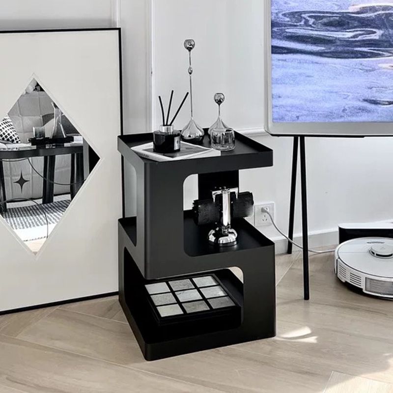 21.7" Tall Block End Table 3-Tier Metal Accent Side Table for Living Room Clearhalo 'Coffee & Accent Tables' 'End & Side Tables' 'end_side_tables' 'furn' 'furn_end_side_tables' 'Furniture' 'Living Room Furniture' 1200x1200_c4c21a5e-ed24-4398-b006-b74f59aa99a8