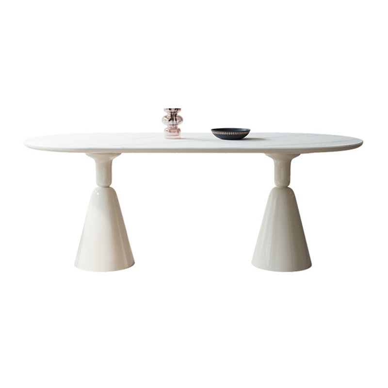 Modern Style Oval Table Set 1/4/5/7 Pieces Dining Set with Metal Legs