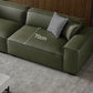 Glam Settee Genuine Leather Living Room Square Arm Cushions Green Standard Sofa