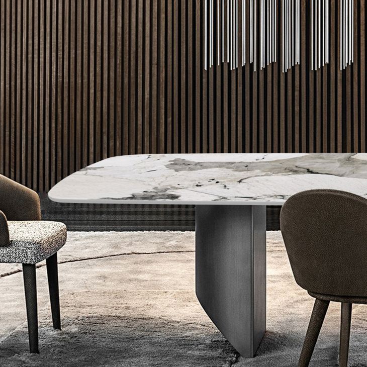 Sintered Stone Top Dining Table Rectangle Table with Grey Metal Base and Double Pedestal Clearhalo ' dining_table' 'Dining Tables & Seating' 'Dining Tables' 'furn' 'furn_dining_table' 'Furniture' 'furniture_dining_table' 'Kitchen & Dining Furniture' 'kitchen&dining_furn' 'kitchen' 'kitchen_dining_table' 1200x1200_c4c4bc8a-56ec-4214-a7f7-74977b479fc3