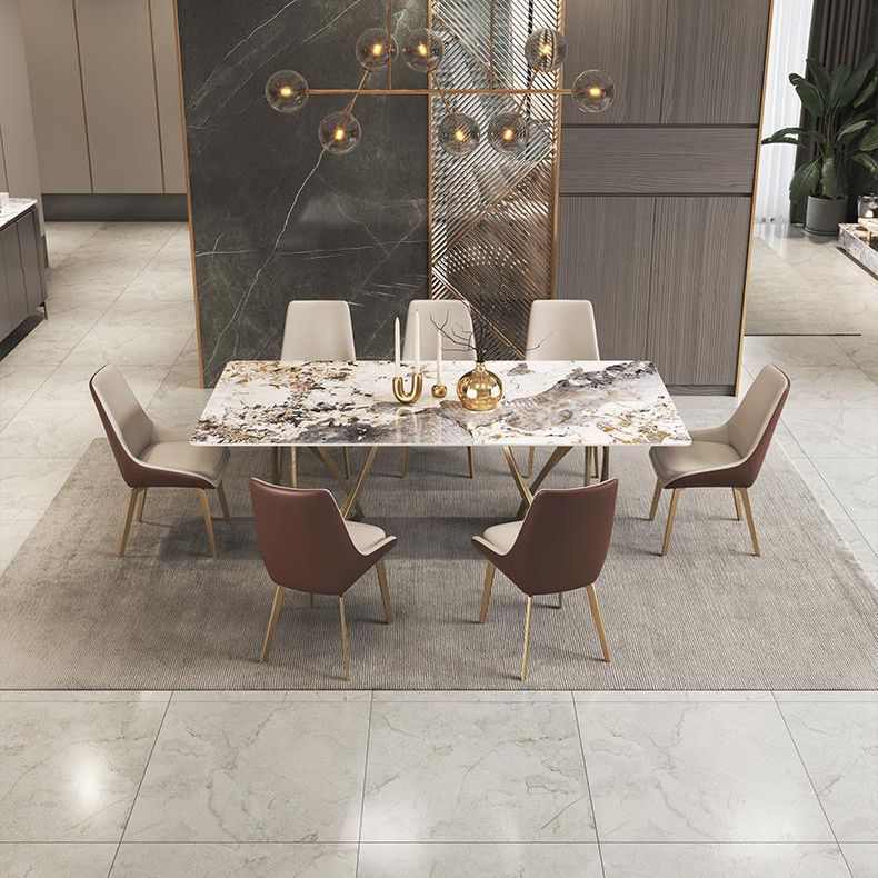 Set di dinette glam beige per casa 1/4/5/7 pezzi set da pranzo in pietra