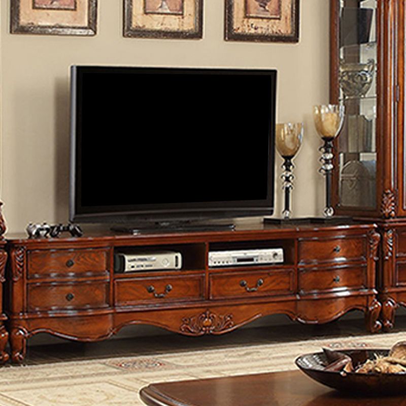 Console TV in legno marrone Console tradizionale TV Home TV con cassetti