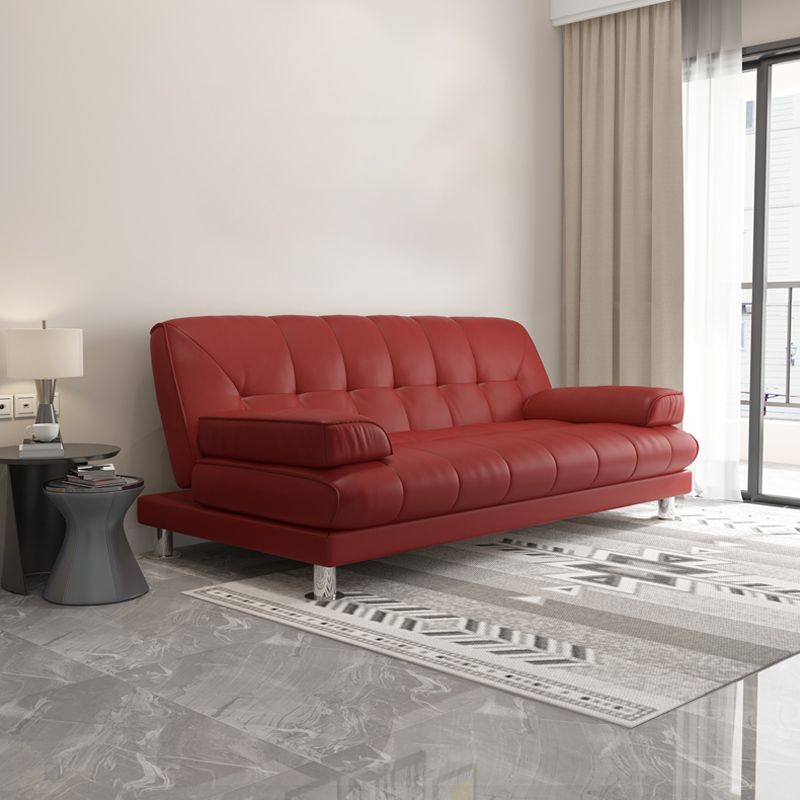 Biscuit Back Faux Leather Pillow Top Arm Sofa with Foldable and Stain Resistant Clearhalo 'furn' 'furn_sofas' 'Furniture' 'furniture_sofas' 'kitchen' 'kitchen_sofas' 'Living Room Furniture' 'Sofa' 'sofas' 1200x1200_c4c88f30-c6e4-4538-b08a-e0a4480795ea