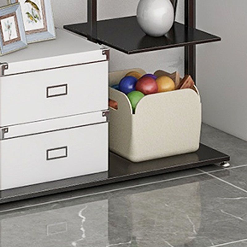 Modern Entryway Kit Hanging Rail and 3 Side Storage Shelves Coat Hanger