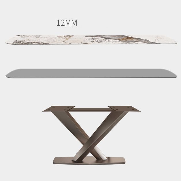 Set da pranzo moderno in metallo Set tavolo da pranzo rettangolare da 1/2/5/7 pezzi