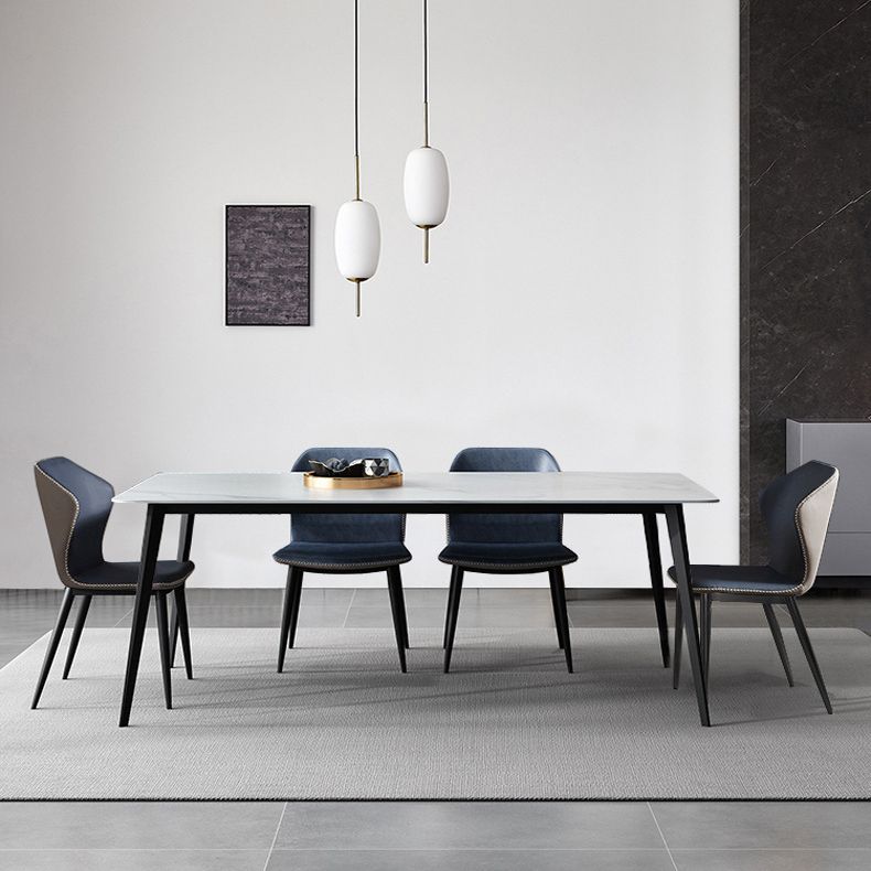 Rechthoek moderne stenen tafel standaard hoogte eettafel met 4 poten