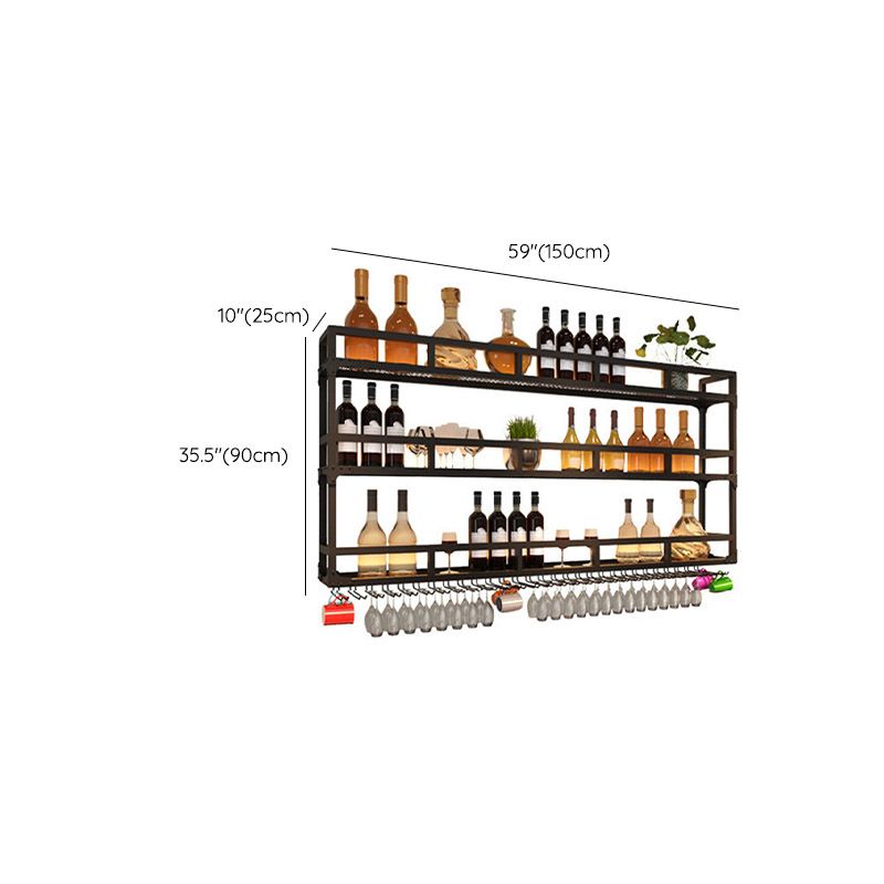 Iron Wine Rack Modern Style Wall Mounted Wine Holder Rack in Black Clearhalo 'furn' 'furn_wine_racks' 'Furniture' 'Kitchen & Dining Furniture' 'Wine Racks' 'wine_racks' 1200x1200_c4ce4e8a-2480-46cf-b2da-b85fcbc84bf6