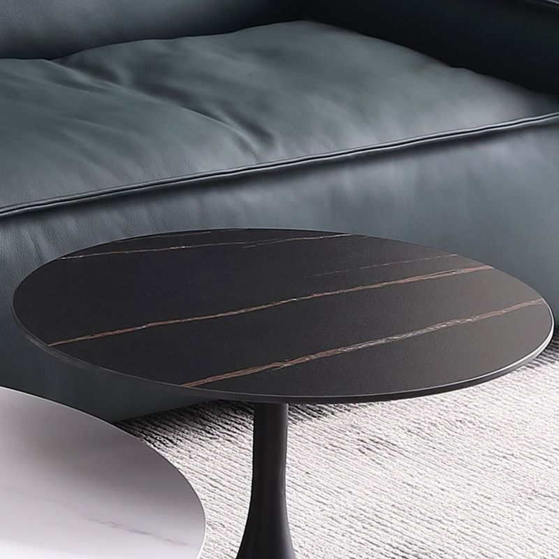 Round Slate Coffee Table Set Metal Pedestal Simple Cocktail Table Clearhalo 'Coffee & Accent Tables' 'Coffee Tables' 'coffee_tables' 'furn' 'furn_coffee_tables' 'Furniture' 'Living Room Furniture' 1200x1200_c4cfa94b-f04c-4c5a-92f1-74ce025fce15