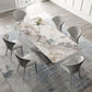 Modern Sintered Stone Dining Table Rectangular Dining Table Set with Metal Base Clearhalo 'Dining Room Sets' 'Dining Tables & Seating' 'dining_room_set' 'furn' 'furn_dining_room_set' 'Furniture' 'furniture_dining_room_set' 'Kitchen & Dining Furniture' 'kitchen&dining_furn' 'kitchen' 1200x1200_c4cfdcfd-932b-41bb-a9e7-a499e0bacc6d