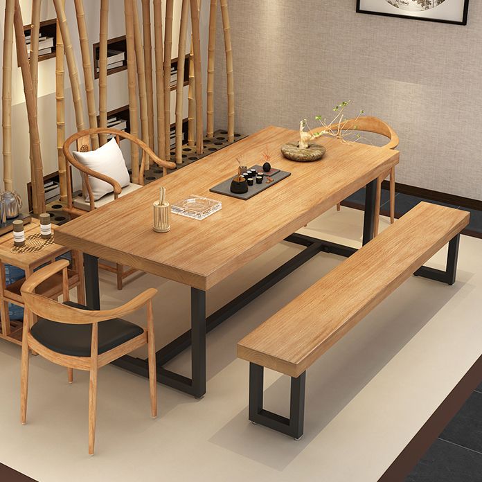 Metal Industrial Rectangle Dining Table Wood Top Table with Trestle Base Clearhalo ' dining_table' 'Dining Tables & Seating' 'Dining Tables' 'furn' 'furn_dining_table' 'Furniture' 'furniture_dining_table' 'Kitchen & Dining Furniture' 'kitchen&dining_furn' 'kitchen' 'kitchen_dining_table' 1200x1200_c4d00ed1-27e4-46b7-82e4-d20c42e29306