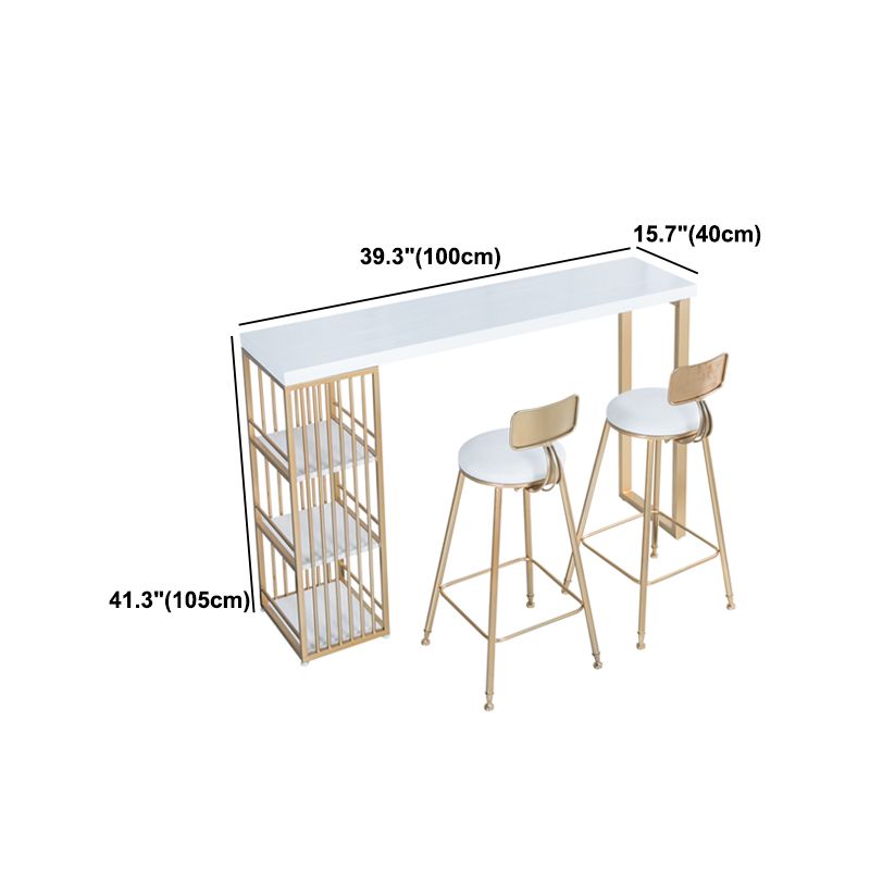 Glam White Marble Table with Rectangle Table Top Double Pedestal Table - 41.3" H Clearhalo 'Bar Furniture' 'Bar Tables' 'bar_tables' 'furn' 'furn_bar_tables' 'Furniture' 'furniture_bar_tables' 'Kitchen & Dining Furniture' 1200x1200_c4d09be1-df5f-4773-b338-a70d20d757ce