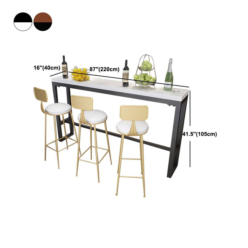 Tavolo da bar rettangolo in stile glam tavolo da pranzo in legno in legno solido