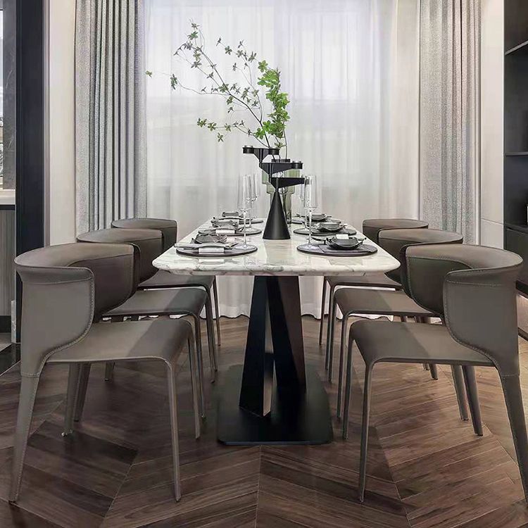 Faux lederen eigentijdse zijstoel matte afwerking thuis eetkamerstoel