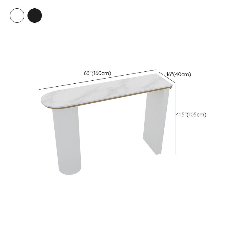 Faux Marble Bistro Bar Table Double Pedestal Bar Table for Living Room Clearhalo 'Bar Furniture' 'Bar Tables' 'bar_tables' 'furn' 'furn_bar_tables' 'Furniture' 'Kitchen & Dining Furniture' 1200x1200_c4d62206-b77d-4ce6-93f6-e9ec2b87201f