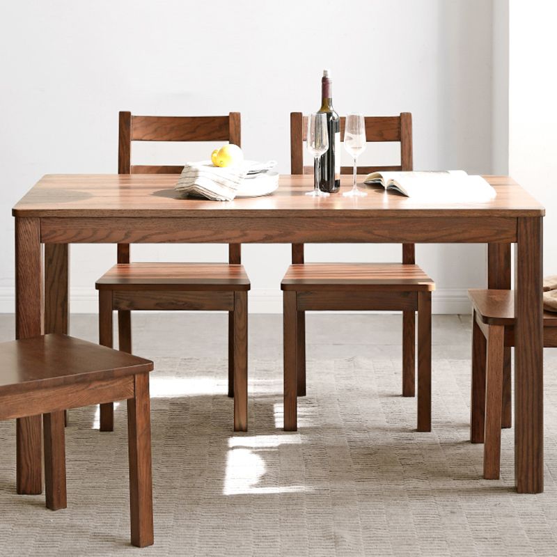 Contemporary Rectangle Dining Table Oak Solid Wood Table with 4 Legs for Kitchen Dinner Dining Room Clearhalo ' dining_table' 'Dining Tables & Seating' 'Dining Tables' 'furn' 'furn_dining_table' 'Furniture' 'furniture_dining_table' 'Kitchen & Dining Furniture' 'kitchen&dining_furn' 'kitchen' 'kitchen_dining_table' 1200x1200_c4d636ea-a91c-466c-bf87-6cfab1ddbe3c