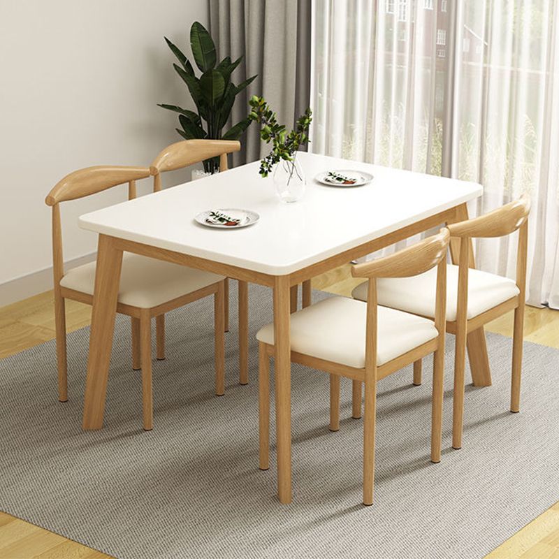 Rectangle Dining Table Mid-Century Modern Dining Table with 4 Wood Legs Clearhalo 'Dining Tables & Seating' 'Dining Tables' 'dining_table' 'furn' 'furn_dining_table' 'Furniture' 'furniture_dining_table' 'Kitchen & Dining Furniture' 'kitchen' 'kitchen_dining_table' 1200x1200_c4d85b42-3127-47f6-8452-7fb614c93487