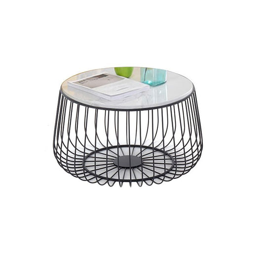 Tavolino da cocktail glam astratto in finta tavolino rotondo in marmo/metallo