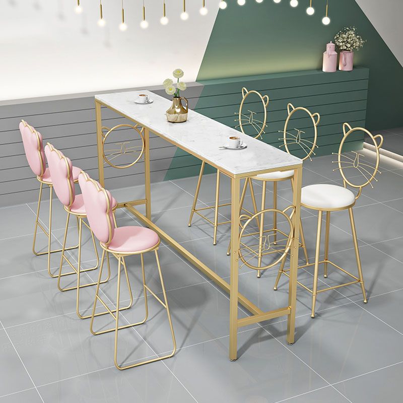 Tavolo da bancone rettangolo glam barre di marmo di marmo/tavolo da dinette in bianco