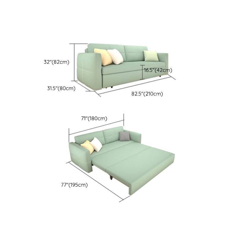 枕バックスカンジナビアスリーパーソファボンドレザーグリーン布団ソファベッド