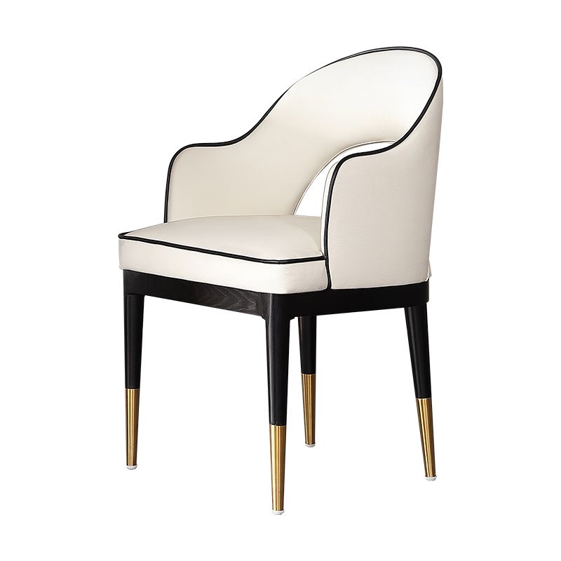 Glam -stijl armstoel houten open rug eetstoel voor keuken met gestoffeerd