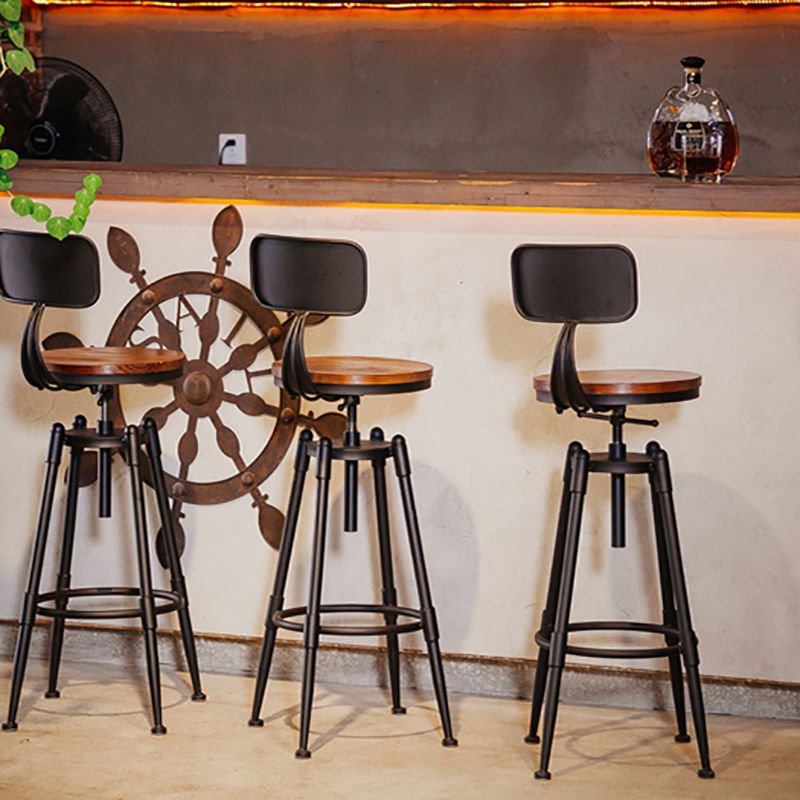 Industrial Footrest Adjustable Height Barstool Brown Pine Home Stool Clearhalo 'Bar Furniture' 'Bar Stools' 'bar_stools' 'furn' 'furn_bar_stools' 'Furniture' 'furniture_bar_stools' 'Kitchen & Dining Furniture' 1200x1200_c4e064ca-3548-4124-b2c4-7f40a29d7484