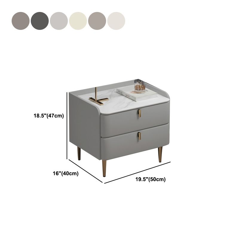 Modern Stone Top Bed Nightstand Solid Wood Faux Leather Drawer Storage Night Table Clearhalo 'Bedroom Furniture' 'furn' 'furn_night_stand' 'Furniture' 'night_stand' 'Nightstands' 1200x1200_c4e17d45-b844-4358-9822-52cc5bd6a71b