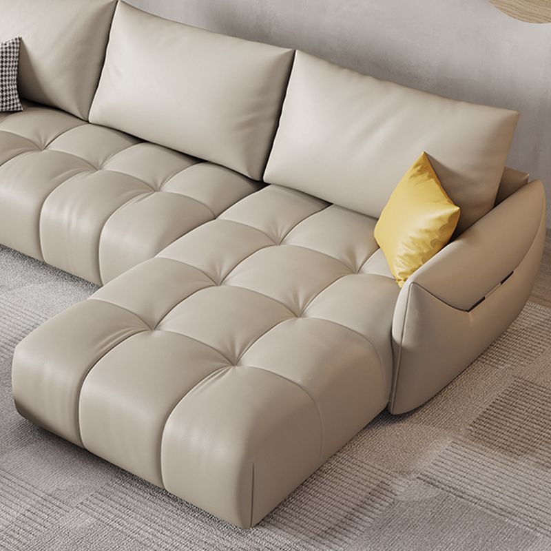 Nordic Pillows Square Arm Living Room Faux Leather Stationary Seating Clearhalo 'furn' 'furn_sectionals' 'Furniture' 'Living Room Furniture' 'Sectionals' 1200x1200_c4e1b715-8549-4f5e-b3f7-8f9d9025f360