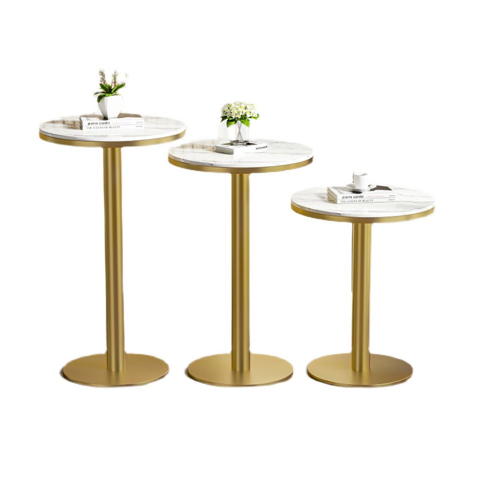 Glam Style Gold Metal Bar Table 21.6" Round Top Marble Indoor Bistro Table Clearhalo 'Bar Furniture' 'Bar Tables' 'bar_tables' 'furn' 'furn_bar_tables' 'Furniture' 'furniture_bar_tables' 'Kitchen & Dining Furniture' 'kitchen&dining_furn' 'kitchen' 1200x1200_c4e611c7-9c4e-4101-9893-68c87460494b