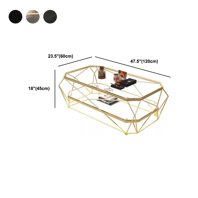 モダンスタイルの長方形のガラステーブルメタルボトムフレームフレームベースコーヒーテーブル