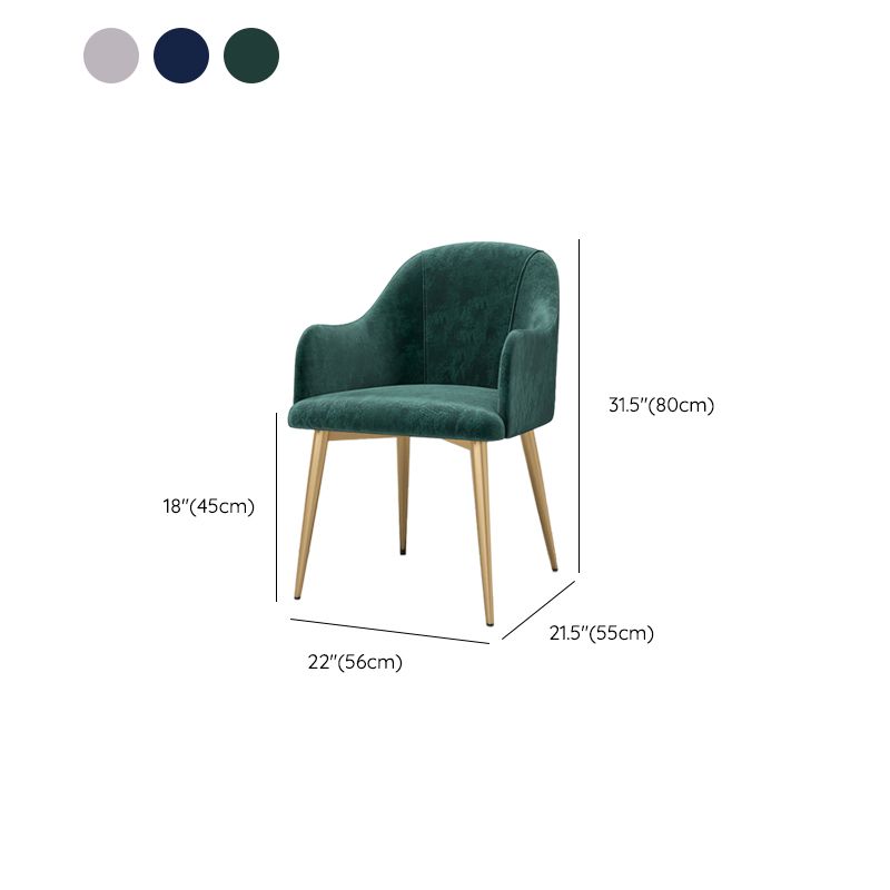 Parsons Upholstered Arm Chair Glam Gold Metal Legs Dining Chair