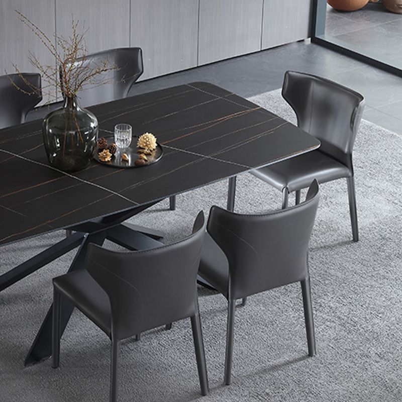 Wingback Armless Dining Chairs Modern Faux Leather Side Chair